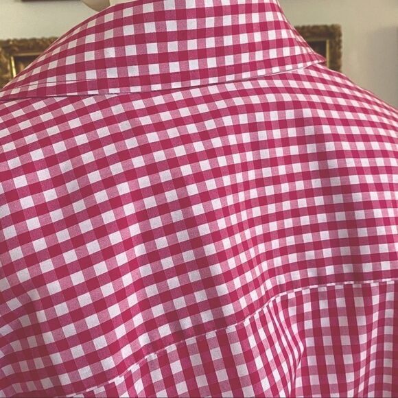AS NEW Foxcroft No-Iron Pink & White Gingham Shirt - Picture 7 of 8